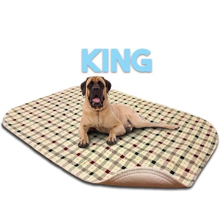 Lennypads 48 x 72 in. King Size Washable Pet Pad - Tan Plaid LE328910